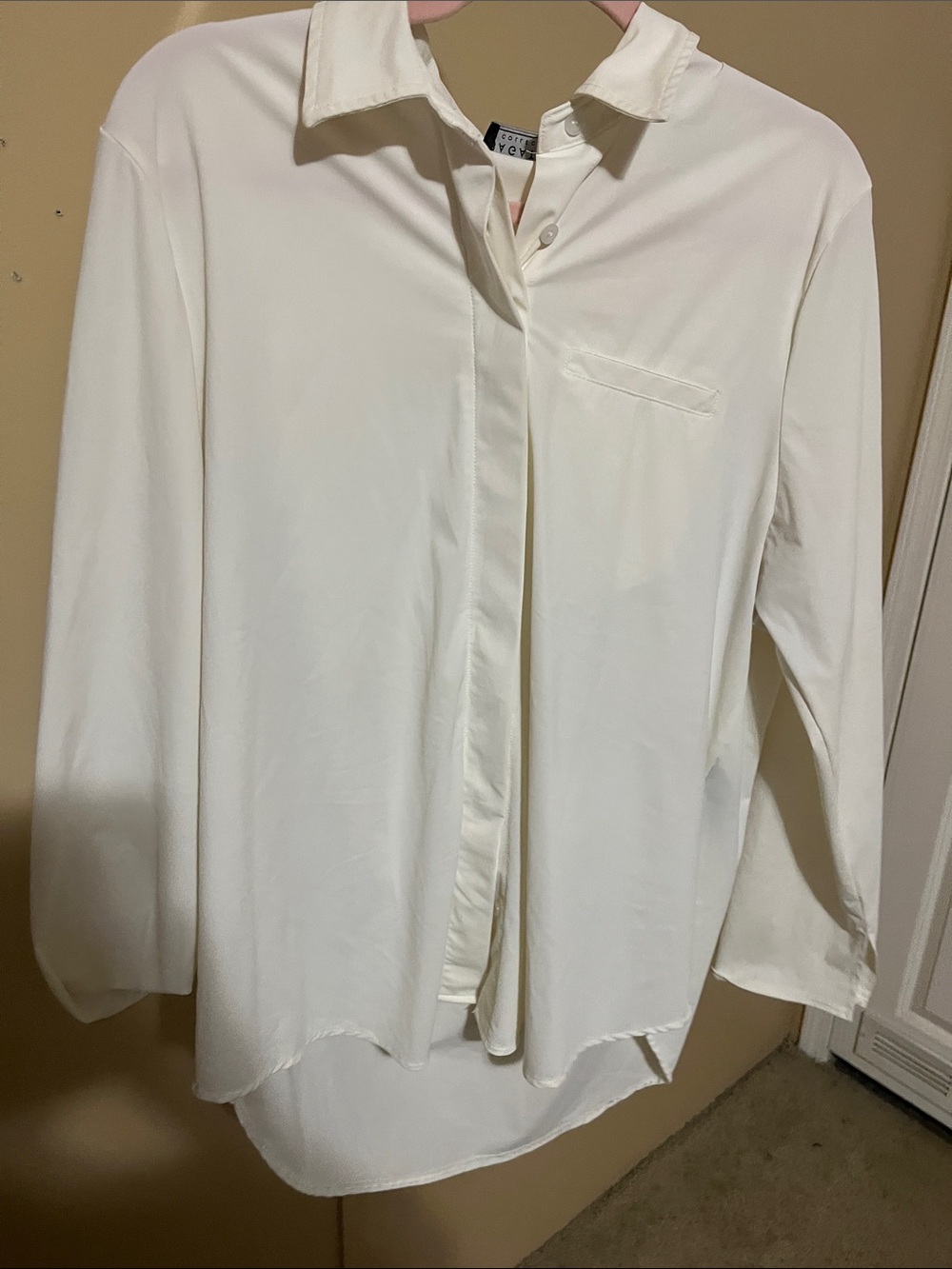 Women's Cream Button-Down Shirt - Classic Collared Blouse